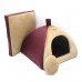 Хатка юрта для котів і собак Zoo-hunt Хутро бордовий №2 46х46х35 см 