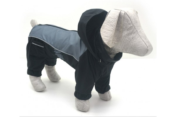 Комбінезон-дощовик з капюшоном для собак чорний. бебі 18х22