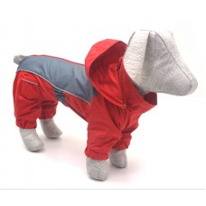 Комбінезон-дощовик з капюшоном для собак червоний. бебі 18х22