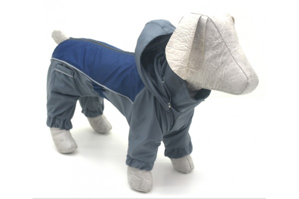Комбінезон-дощовик з капюшоном для собак сірий бебі 18х22 см