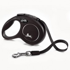 Рулетка-повідець для собак Flexi New Classic XS стрічка 3м 12 кг чорний 