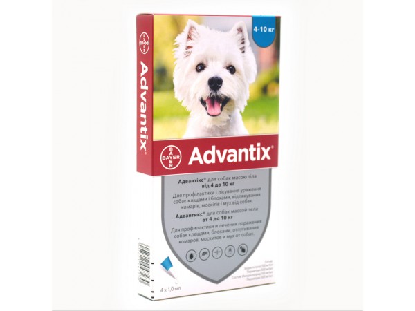 Краплі Bayer Advantix Адвантікс від бліх та кліщів для собак 4-10 кг 1 піпетка